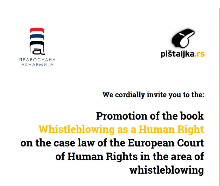 Book Launch: Whistleblowing as a Human Right 